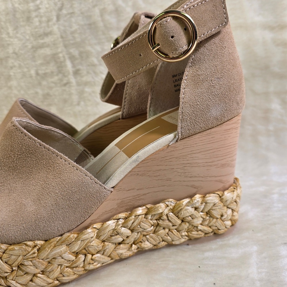 Dolce Vita Oits Wedge Platform Sandals Tan Nude Suede Espadrille Women 9 NEW - Picture 2 of 7